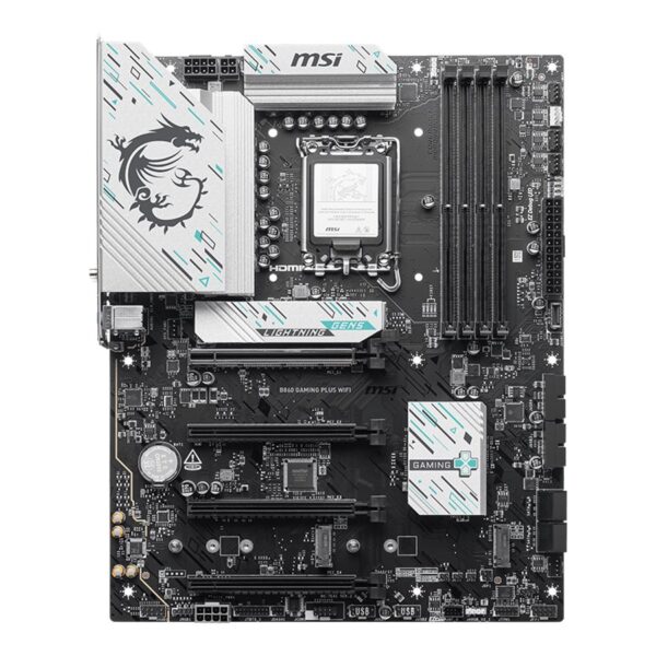 MSI B860 GAMING PLUS WIFI | Processor family Intel | Processor socket LGA1851 | DDR5 | Supported hard disk drive interfaces SATA, M.2 | Number of SATA connectors 4