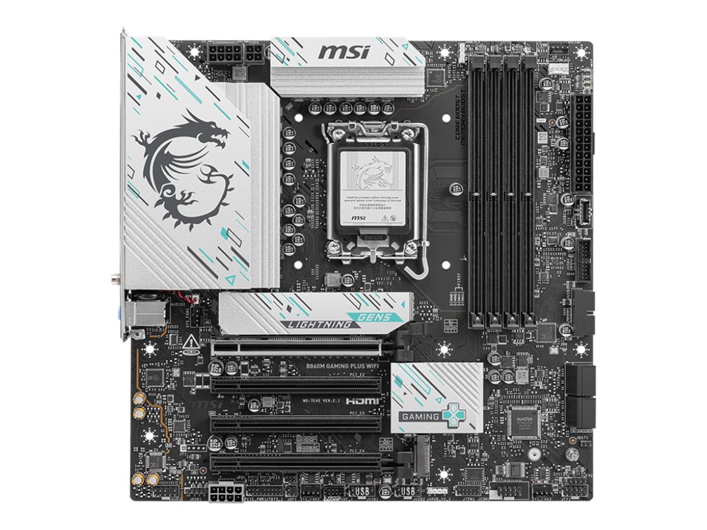MSI B860M GAMING PLUS WIFI | Processor family Intel | Processor socket LGA1851 | DDR5 | Supported hard disk drive interfaces SATA, M.2 | Number of SATA connectors 4 - Image 2