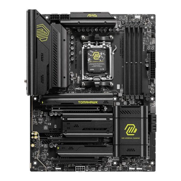 MSI MAG X870 TOMAHAWK WIFI | Processor family AMD | Processor socket AM5 | Supported hard disk drive interfaces SATA, M.2 | Number of SATA connectors 4