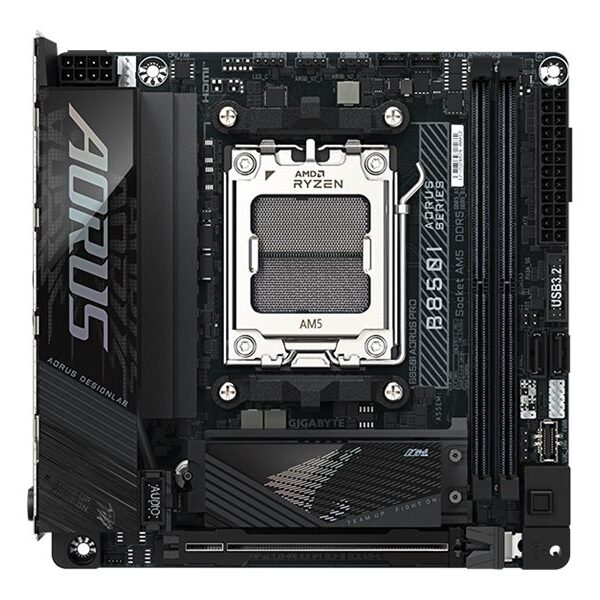 Gigabyte B850I AORUS PRO | Processor family AMD | Processor socket AM5 | DDR5 | Supported hard disk drive interfaces SATA, M.2 | Number of SATA connectors 2