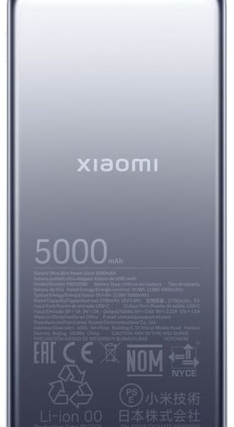 Xiaomi Ultra Slim Power Bank | 5000 mAh | USB-C | Gray