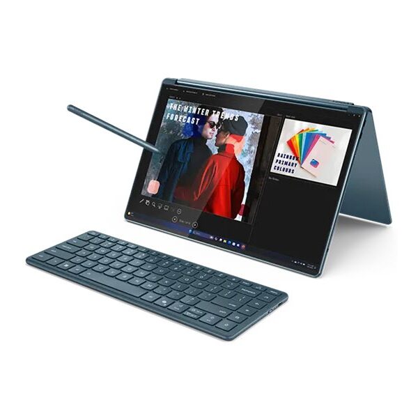 Lenovo Yoga Book 9 14IAH10 | Tidal Teal | 2x14 " | OLED | Touchscreen | 2.8K WQXGA+ | 2880 x 1800 pixels | Glossy | Intel Core Ultra 7 | 255H | 32 GB | Soldered LPDDR5x | Solid-state drive capacity 1000 GB | Intel Arc Graphics | Windows 11 Pro | 802.11be | Bluetooth version 5.4 | Keyboard language Nordic | Keyboard backlit | Warranty 24 month(s) | Battery warranty 12 month(s)