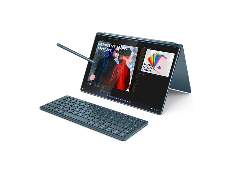 Lenovo Yoga Book 9 14IAH10 | Tidal Teal | 2x14 " | OLED | Touchscreen | 2.8K WQXGA+ | 2880 x 1800 pixels | Glossy | Intel Core Ultra 7 | 255H | 32 GB | Soldered LPDDR5x | Solid-state drive capacity 1000 GB | Intel Arc Graphics | Windows 11 Pro | 802.11be | Bluetooth version 5.4 | Keyboard language Nordic | Keyboard backlit | Warranty 24 month(s) | Battery warranty 12 month(s)