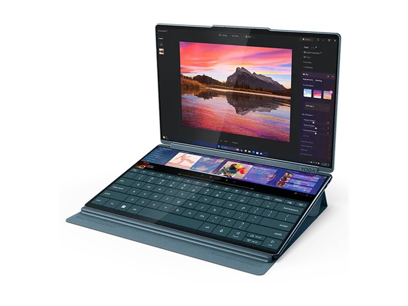 Lenovo Yoga Book 9 14IAH10 | Tidal Teal | 2x14 " | OLED | Touchscreen | 2.8K WQXGA+ | 2880 x 1800 pixels | Intel Core Ultra 7 | 255H | 32 GB | Soldered LPDDR5x | Solid-state drive capacity 1000 GB | Intel Arc 140T GPU | Windows 11 Pro | 802.11be | Bluetooth version 5.4 | Keyboard language English | Keyboard backlit | Warranty 24 month(s) | Battery warranty 12 month(s)