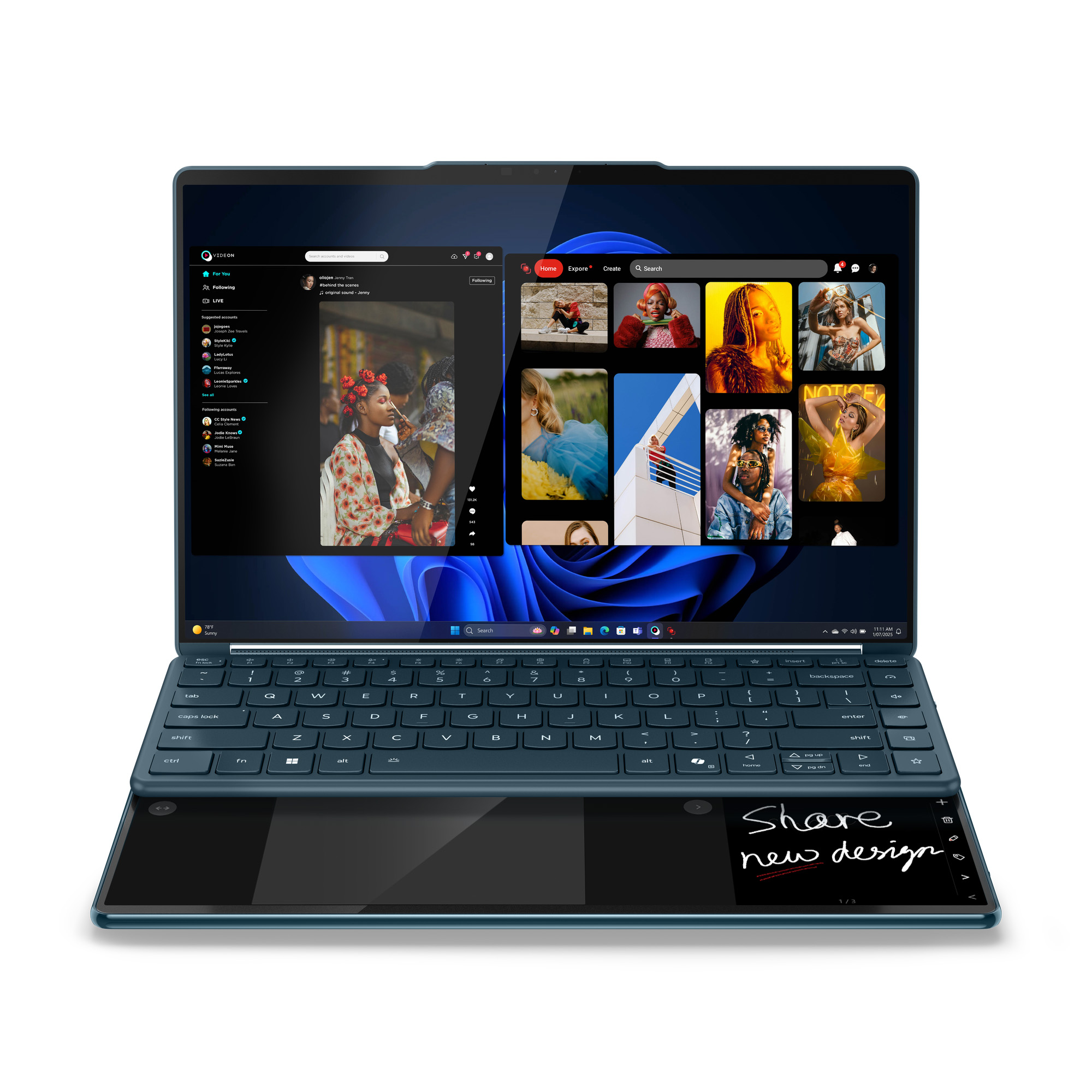 Lenovo Yoga Book 9 14IAH10 | Tidal Teal | 2x14 " | OLED | Touchscreen | 2.8K WQXGA+ | 2880 x 1800 pixels | Intel Core Ultra 7 | 255H | 32 GB | Soldered LPDDR5x | Solid-state drive capacity 1000 GB | Intel Arc 140T GPU | Windows 11 Pro | 802.11be | Bluetooth version 5.4 | Keyboard language English | Keyboard backlit | Warranty 24 month(s) | Battery warranty 12 month(s) - Image 34
