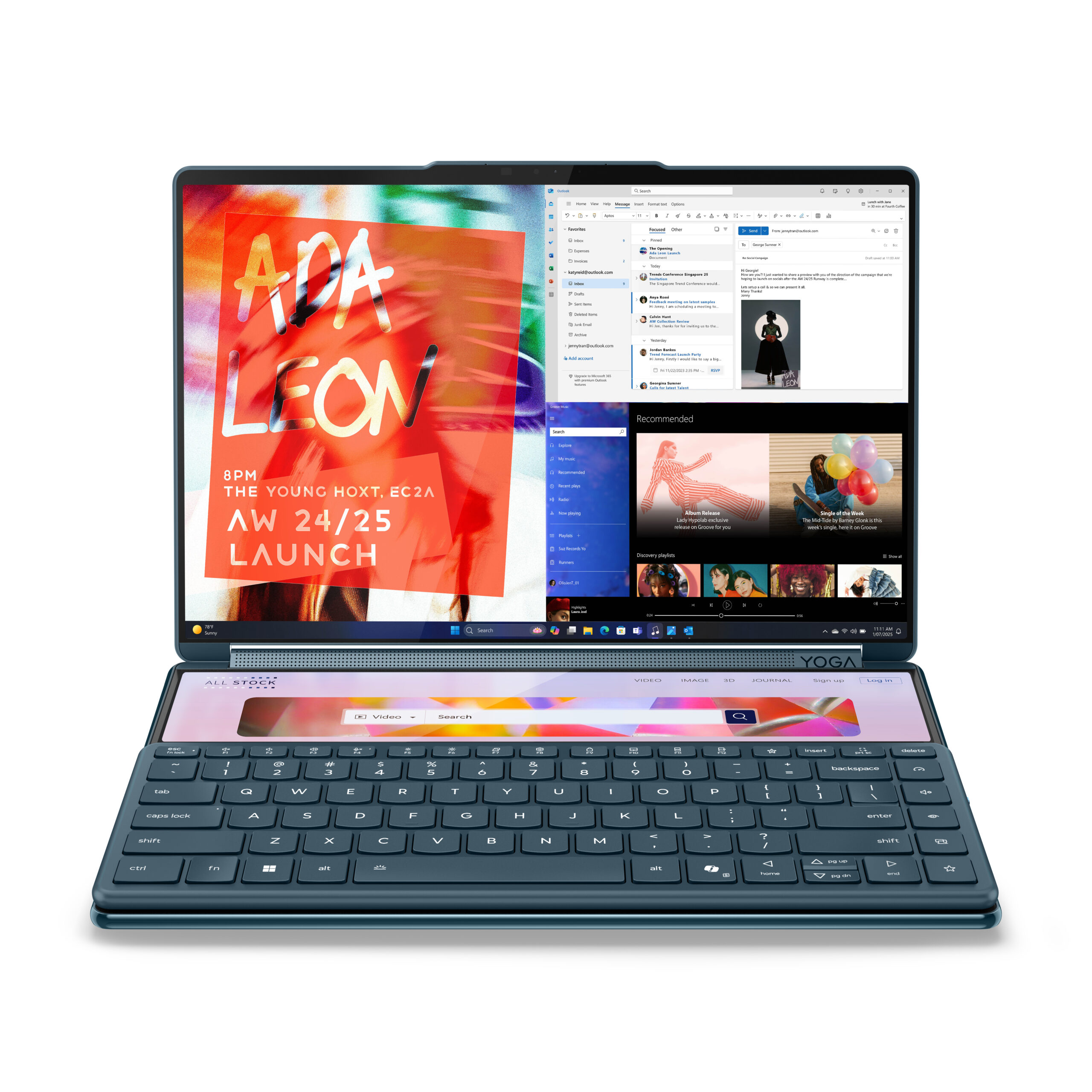 Lenovo Yoga Book 9 14IAH10 | Tidal Teal | 2x14 " | OLED | Touchscreen | 2.8K WQXGA+ | 2880 x 1800 pixels | Intel Core Ultra 7 | 255H | 32 GB | Soldered LPDDR5x | Solid-state drive capacity 1000 GB | Intel Arc 140T GPU | Windows 11 Pro | 802.11be | Bluetooth version 5.4 | Keyboard language English | Keyboard backlit | Warranty 24 month(s) | Battery warranty 12 month(s) - Image 35