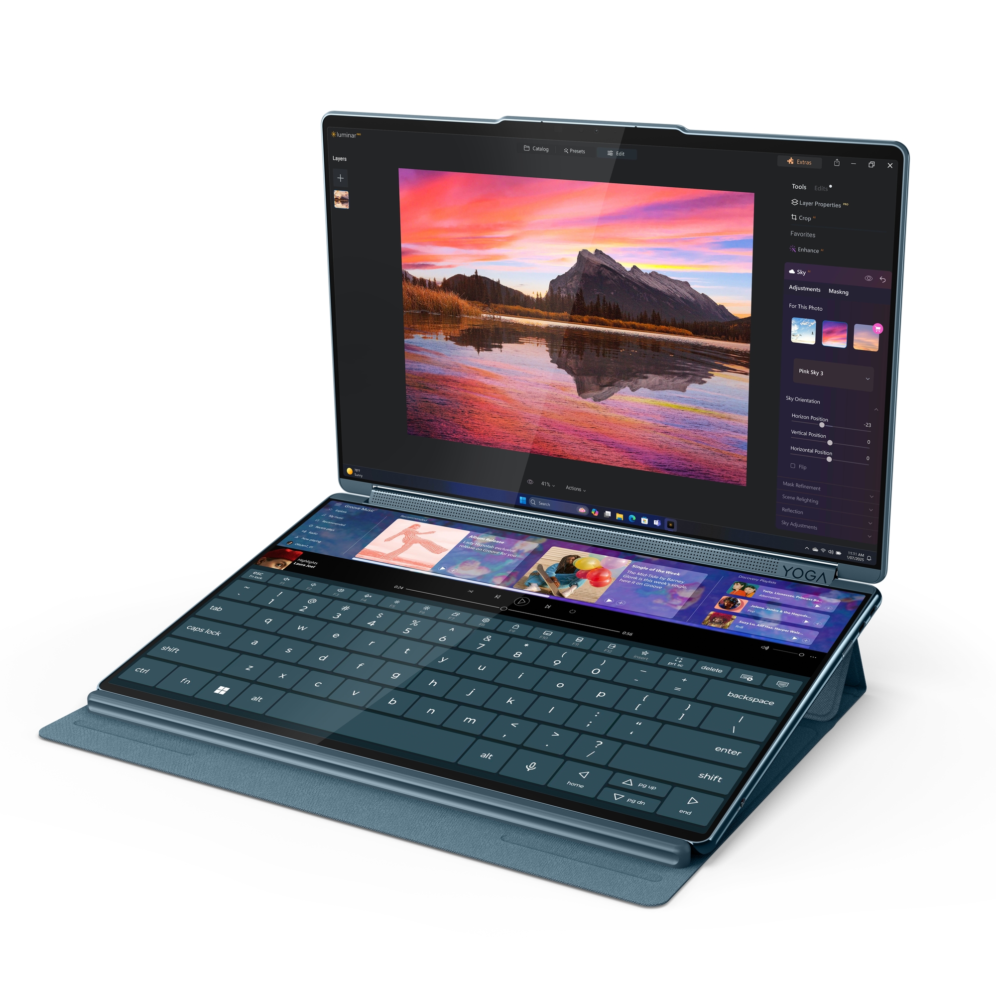 Lenovo Yoga Book 9 14IAH10 | Tidal Teal | 2x14 " | OLED | Touchscreen | 2.8K WQXGA+ | 2880 x 1800 pixels | Intel Core Ultra 7 | 255H | 32 GB | Soldered LPDDR5x | Solid-state drive capacity 1000 GB | Intel Arc 140T GPU | Windows 11 Pro | 802.11be | Bluetooth version 5.4 | Keyboard language English | Keyboard backlit | Warranty 24 month(s) | Battery warranty 12 month(s) - Image 52