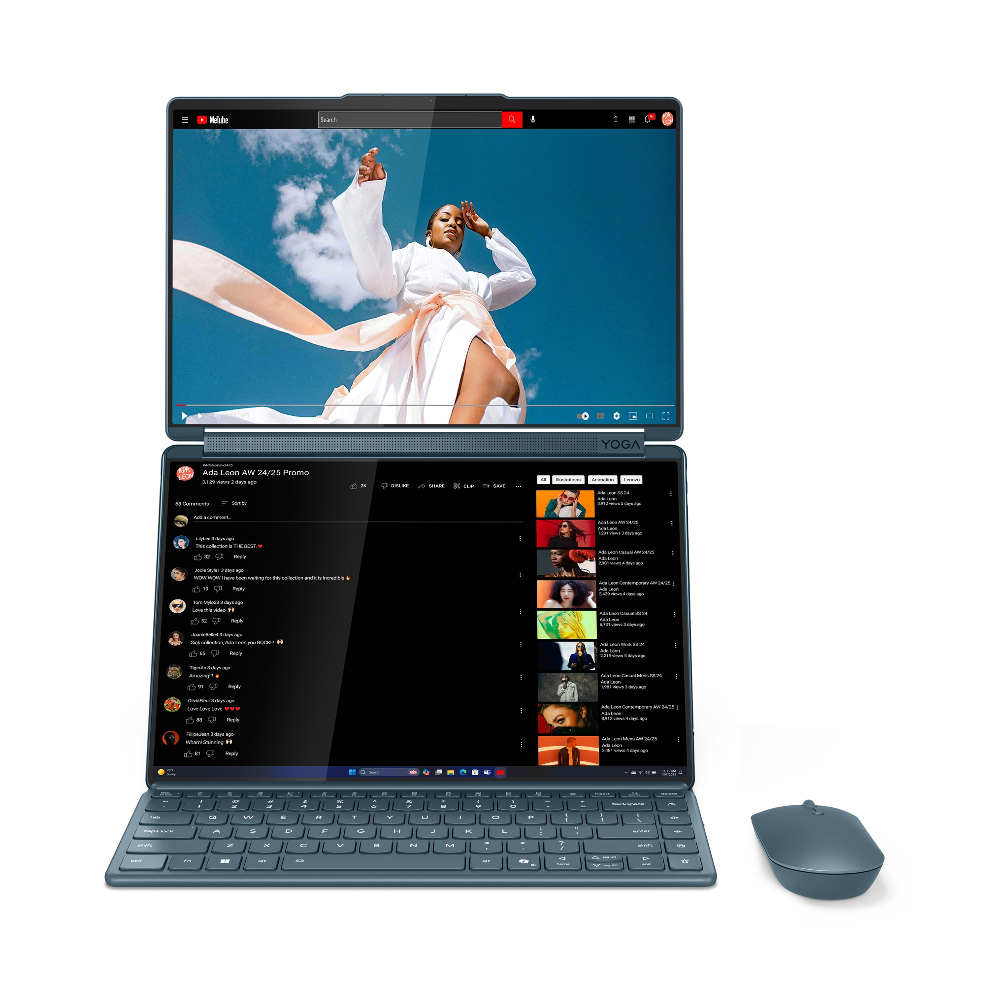 Lenovo Yoga Book 9 14IAH10 | Tidal Teal | 2x14 " | OLED | Touchscreen | 2.8K WQXGA+ | 2880 x 1800 pixels | Intel Core Ultra 7 | 255H | 32 GB | Soldered LPDDR5x | Solid-state drive capacity 1000 GB | Intel Arc 140T GPU | Windows 11 Pro | 802.11be | Bluetooth version 5.4 | Keyboard language English | Keyboard backlit | Warranty 24 month(s) | Battery warranty 12 month(s) - Image 60