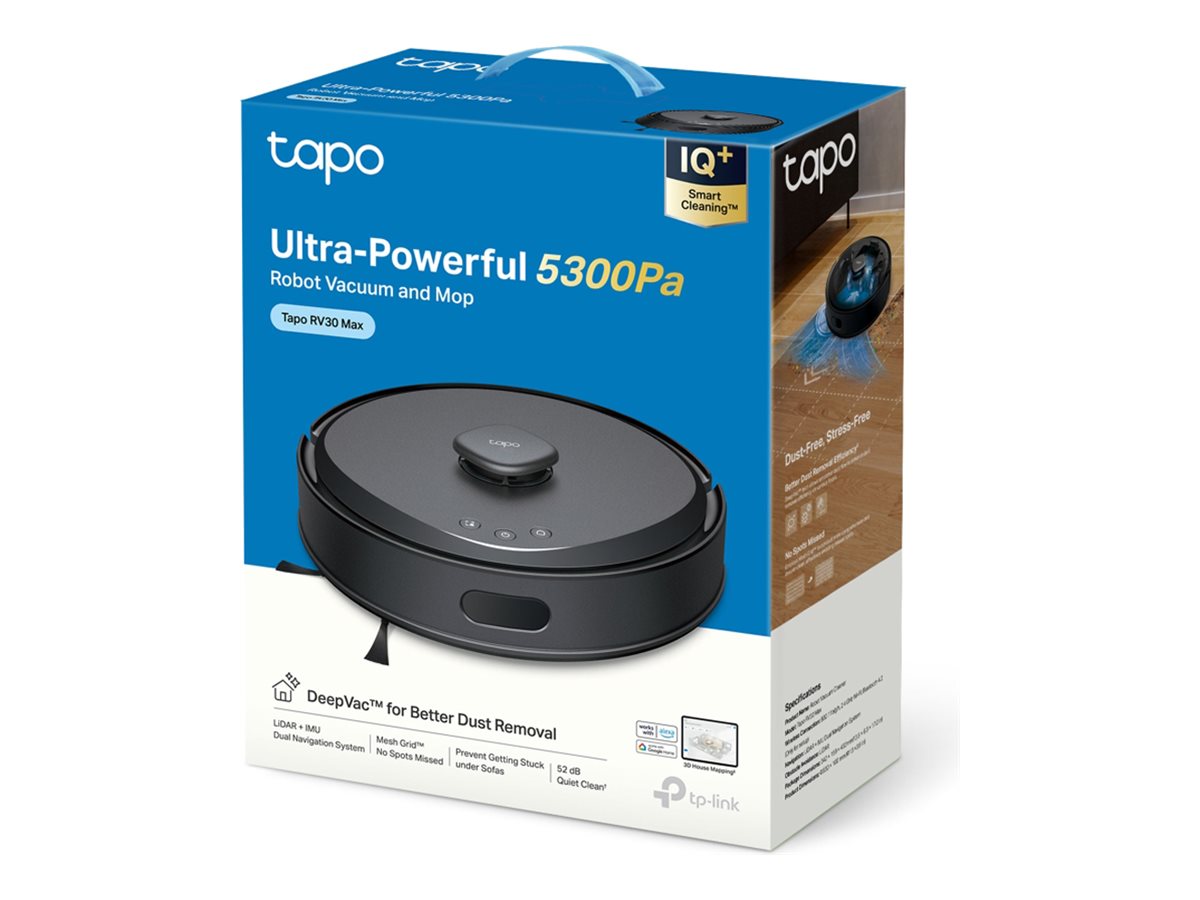 TP-LINK Hyper Suction Robot Vacuum and Mop | Tapo RV30 Max Plus | Wet&Dry | 2600 mAh | Dust capacity 3 L | 5300 Pa | Black - Image 6