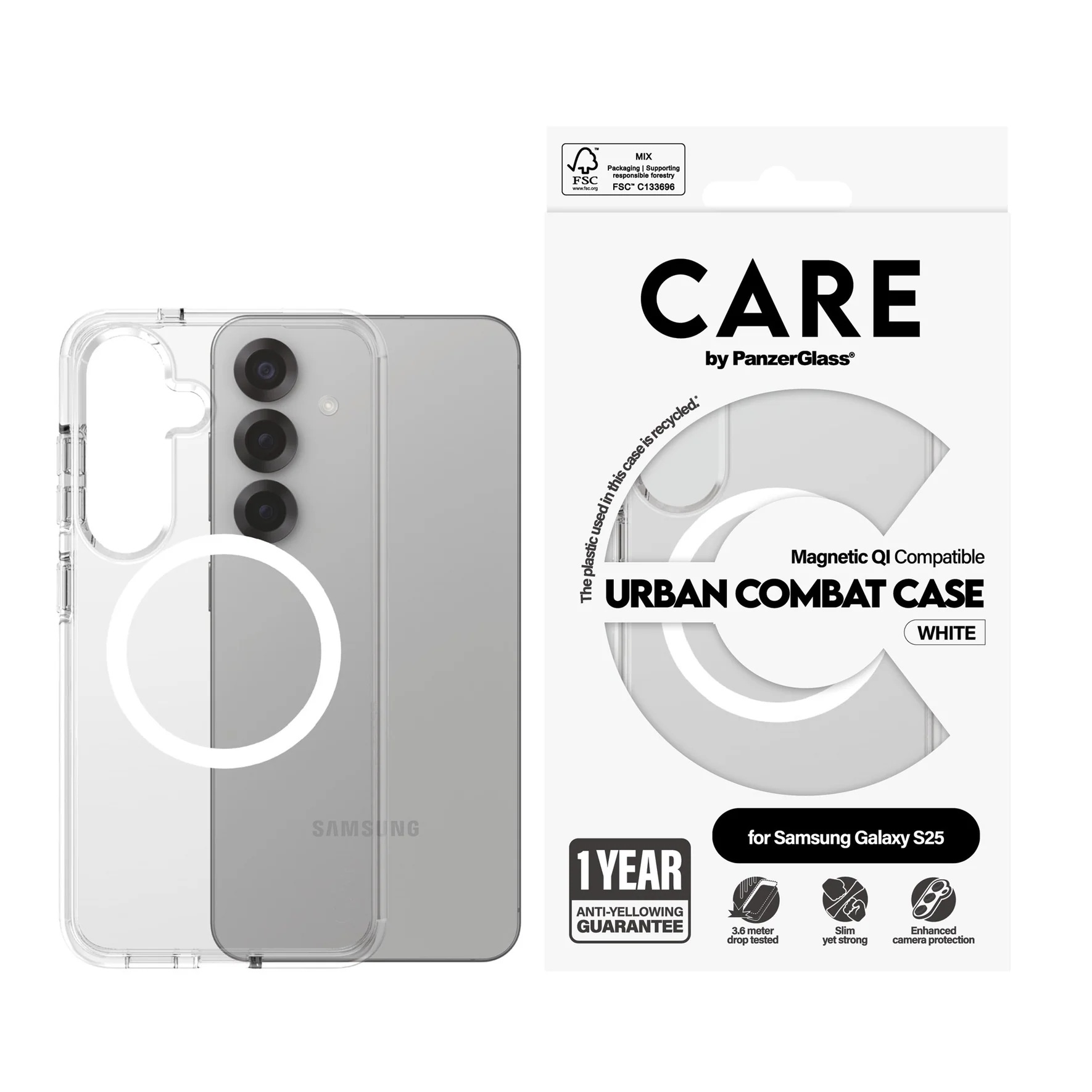 CARE Back protection | Samsung | Galaxy S25 | Recycled plastic | White - Image 5