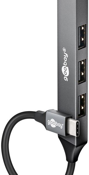 Goobay Slim 4-Port USB Hub, USB-C to USB-A, 5 Gbit/s | 74457