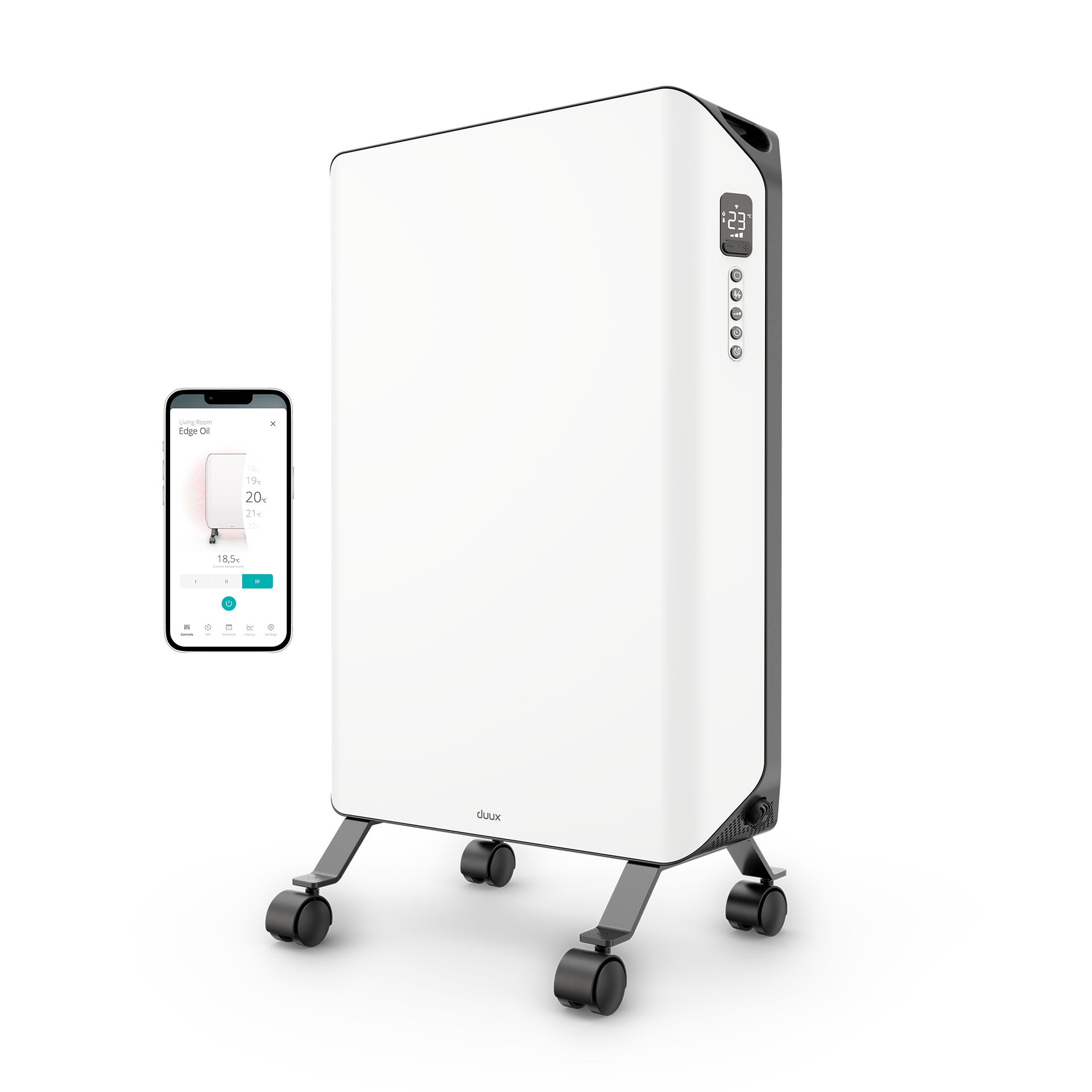 Duux Edge Oil Heater | Oil Heater | 2000 W | Suitable for rooms up to 20 m² | White