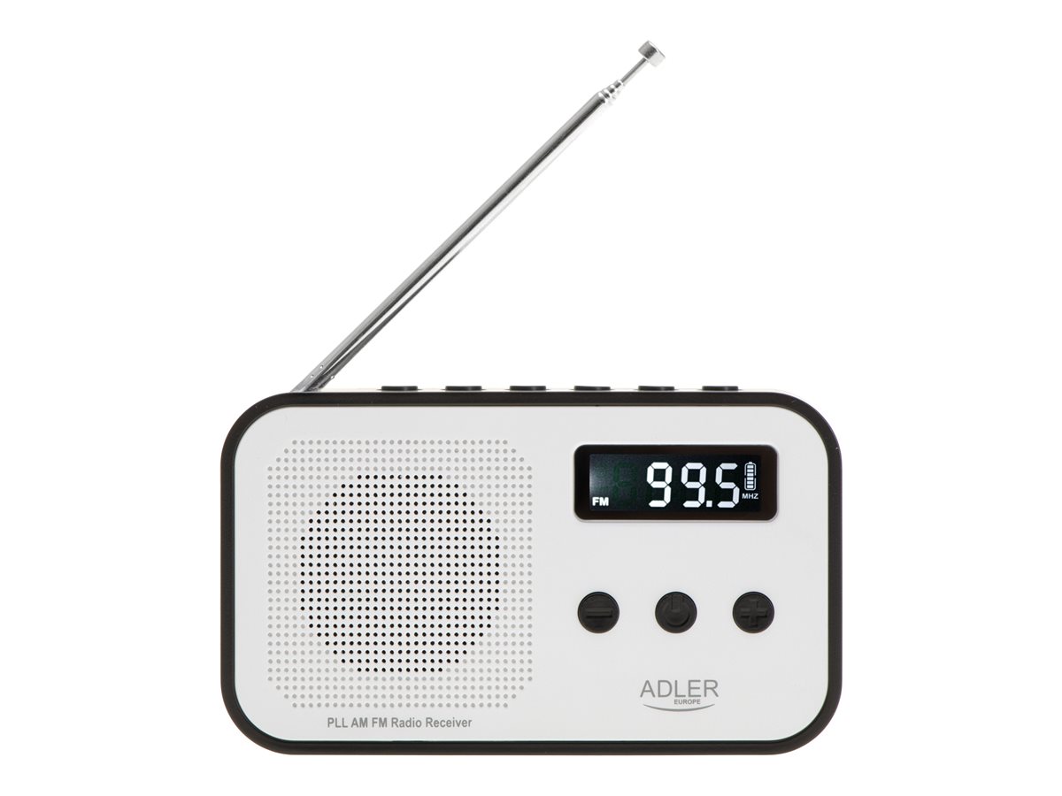 Adler | Digital radio PLL AM/FM | AD 1907 | Alarm function | White/Black - Image 2