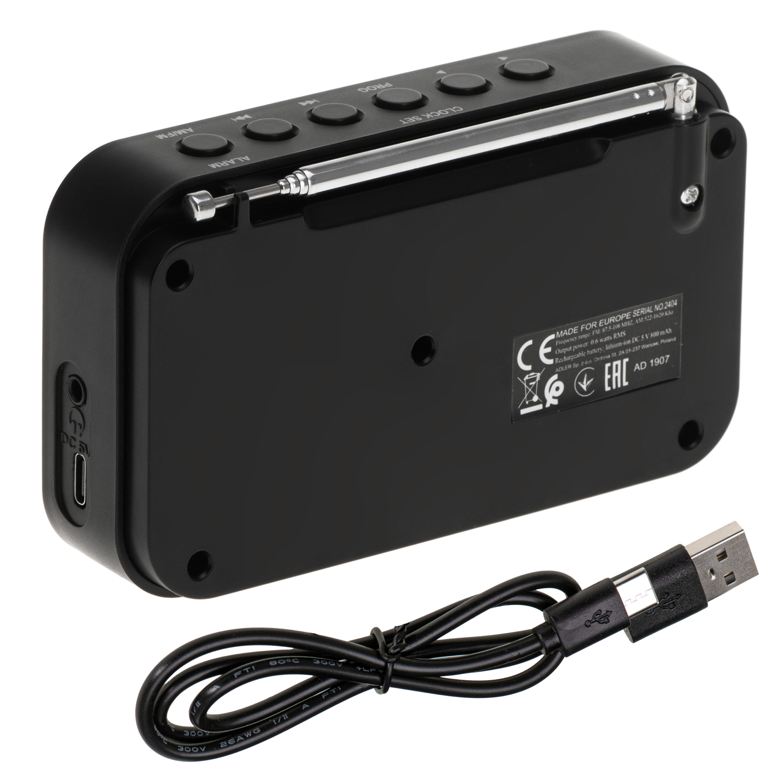 Adler | Digital radio PLL AM/FM | AD 1907 | Alarm function | White/Black - Image 9