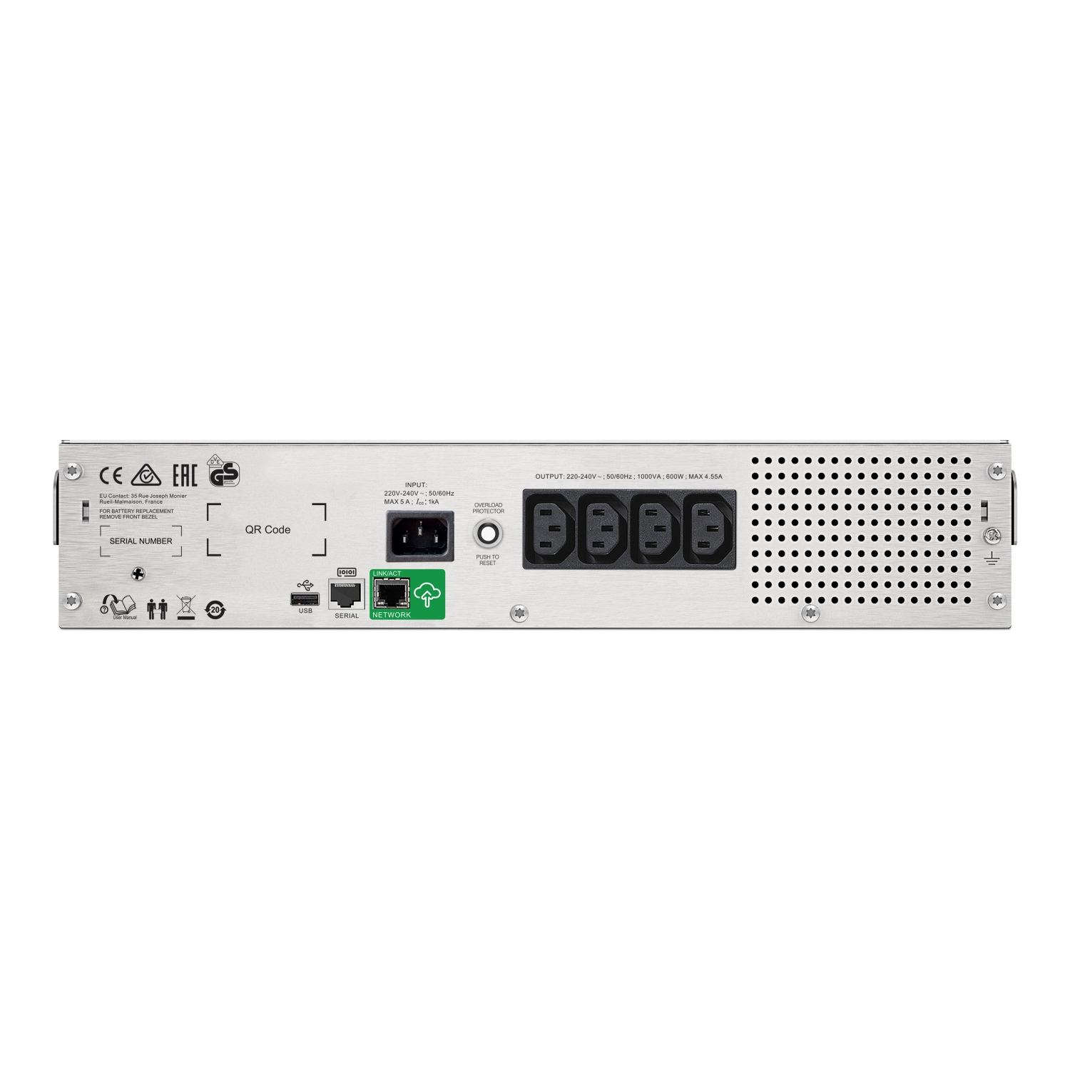 Schneider Electric APC Smart-UPS C, Rackmount 2U, 4x IEC C13 outlets, SmartConnect port, USB and serial communication, AVR, graphic LCD | SMC1000I-2UC | 1000 VA | 600 W | 230 V - Image 4