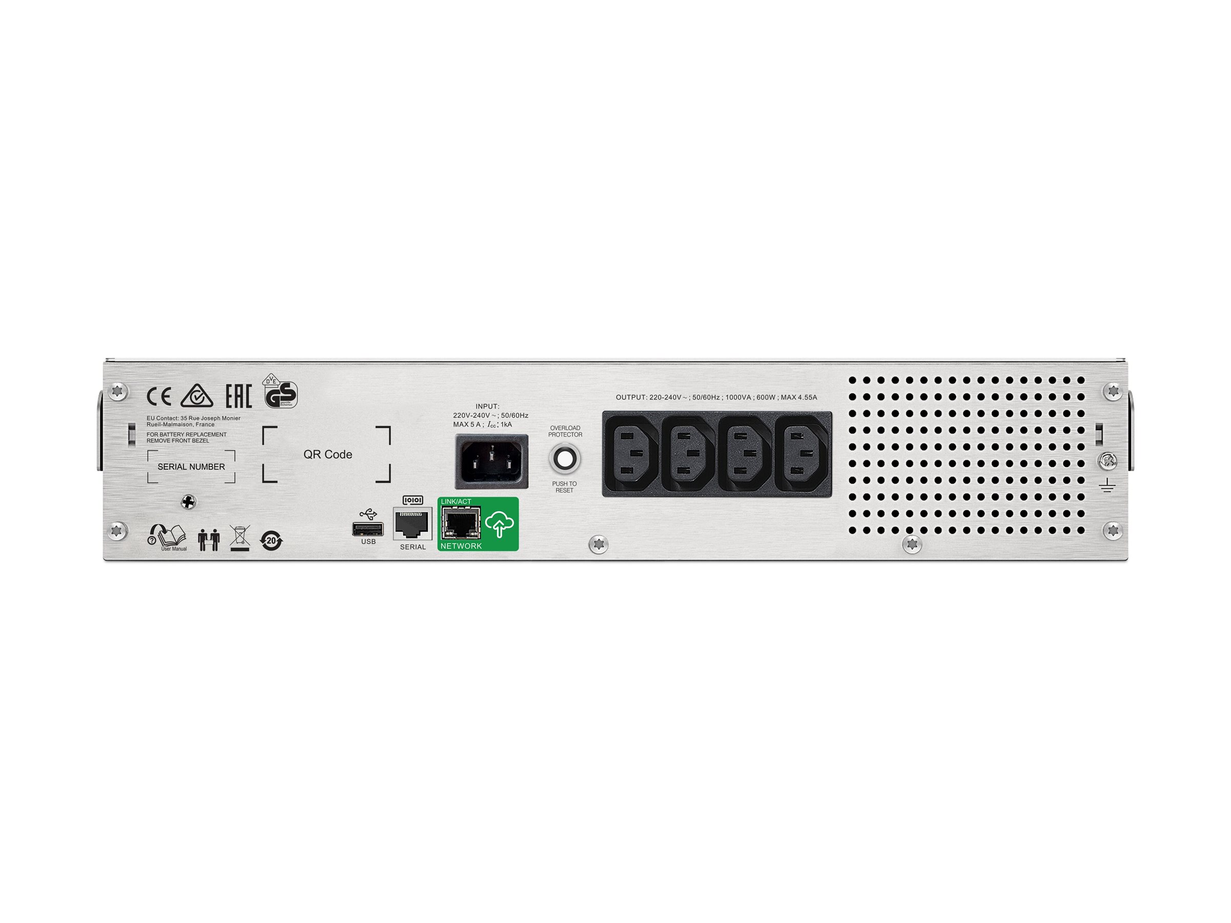Schneider Electric APC Smart-UPS C, Rackmount 2U, 4x IEC C13 outlets, SmartConnect port, USB and serial communication, AVR, graphic LCD | SMC1000I-2UC | 1000 VA | 600 W | 230 V - Image 7