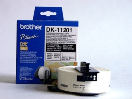Brother | DK-11201 Standard Address Labels | Black, White | DK | 29mm x 90mm