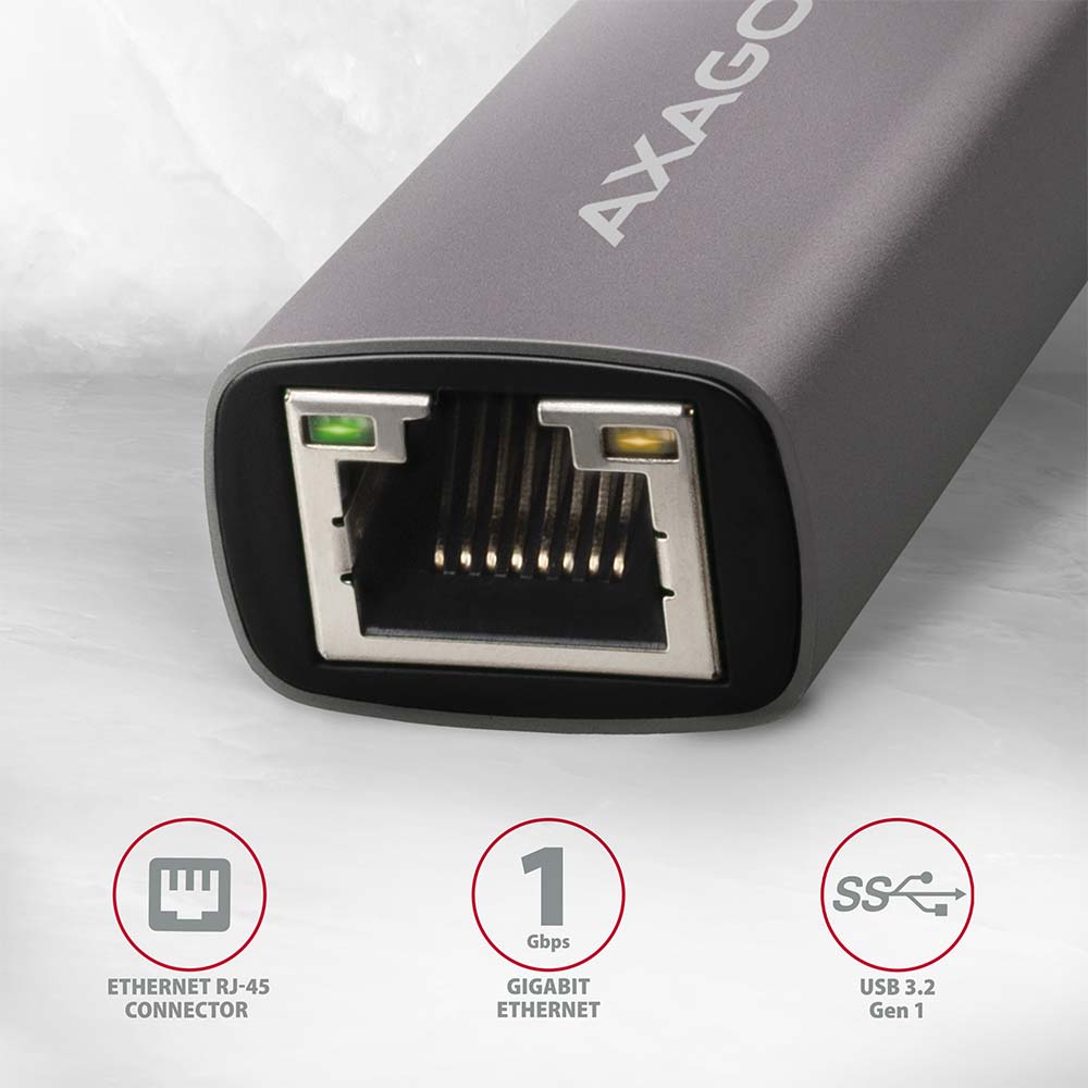 AXAGON ADE-TRC Compact aluminum USB-C 3.2 Gen 1 Gigabit Ethernet 10/100/1000Mbit adapter with automatic installation - Image 3