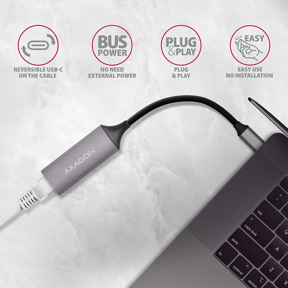AXAGON ADE-TRC Compact aluminum USB-C 3.2 Gen 1 Gigabit Ethernet 10/100/1000Mbit adapter with automatic installation - Image 4