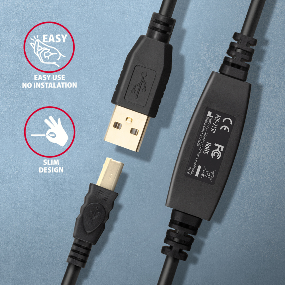 AXAGON USB repeater cable, 15m | ADR-215B | USB Type A - USB Type B - Image 4