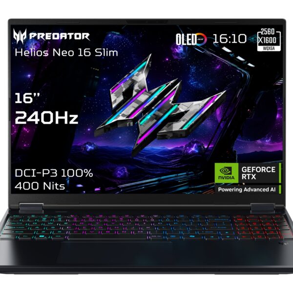 Acer | Predator Helios Neo 16S AI PHN16S-71-96S5 | Black | 16 " | OLED | WQXGA | 240 Hz | Intel Core U9 | 275HX | 32 GB | DDR5 | Solid-state drive capacity 1000 GB | NVIDIA GeForce RTX 5070 Ti | Windows 11 Home | Keyboard language English | Keyboard backlit | Warranty 24 month(s)
