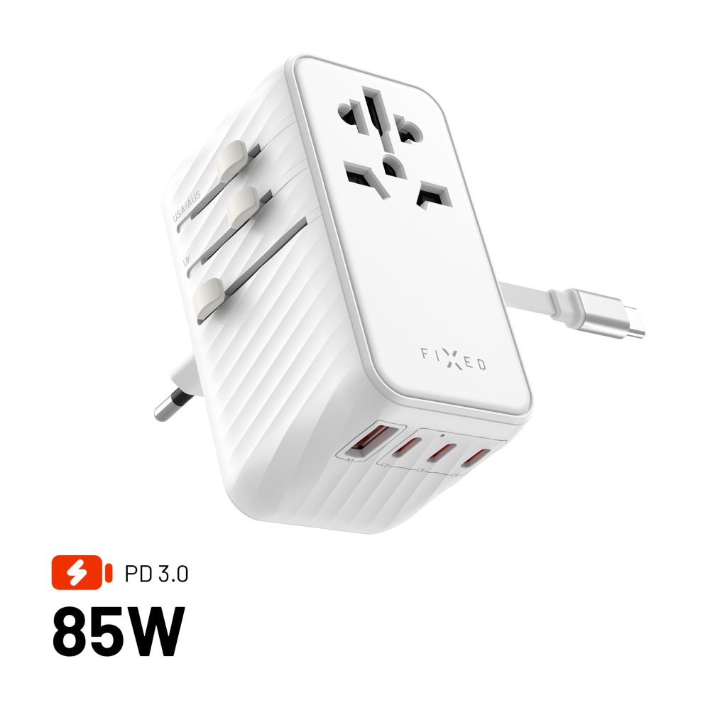 Fixed | Voyager 85W travel adapter for EU, UK and USA/AUS, with 4xUSB-C and 1xUSB output | Adapter - Image 4
