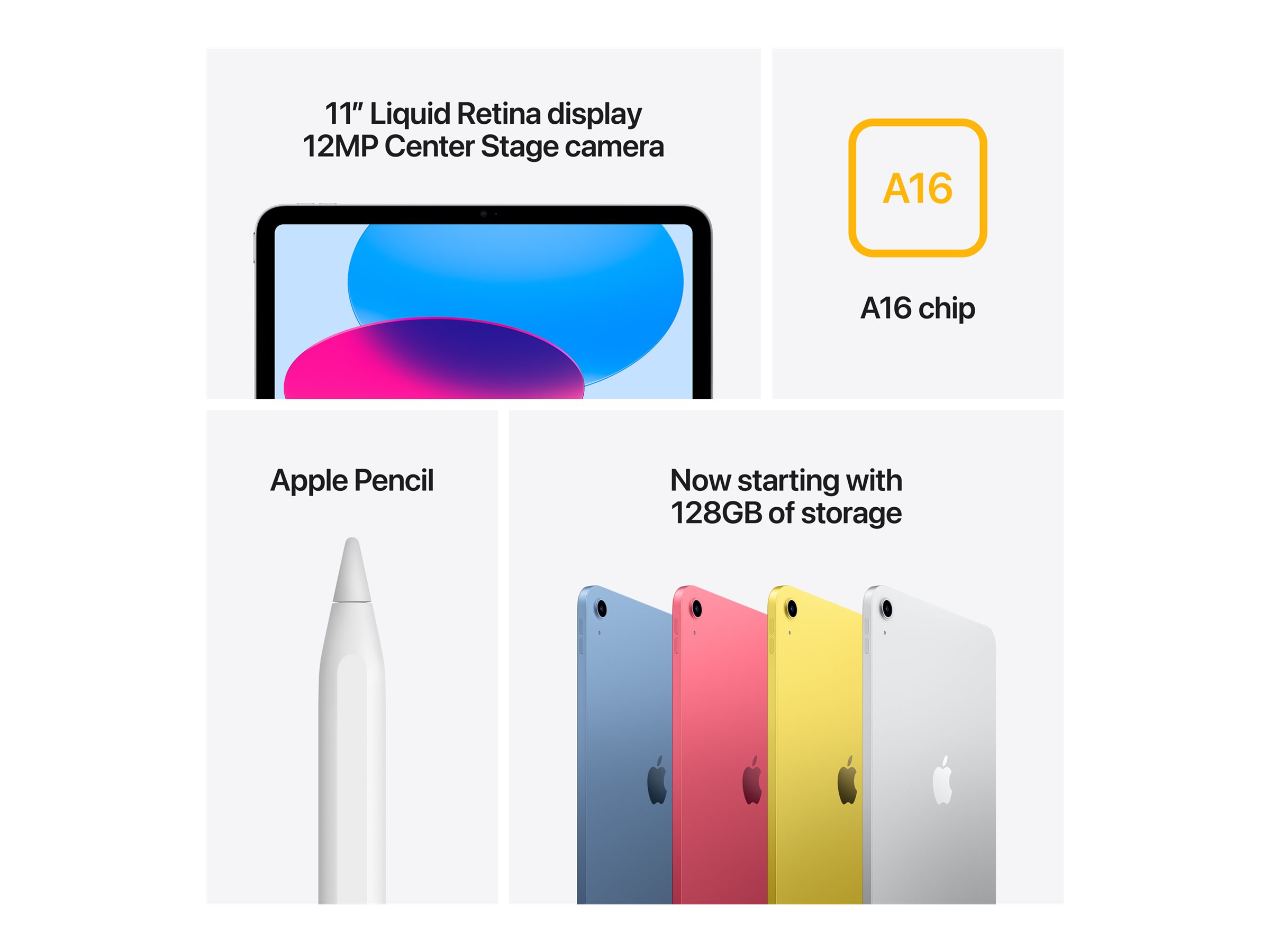 Apple | iPad | 11 " | Silver | IPS, Liquid Retina | 2360 x 1640 pixels | Apple A16 | 512 GB | Wi-Fi | Front camera | 12 MP | Rear camera | 12 MP | Bluetooth | 5.3 | iPadOS | USB-C charging cable - Image 8