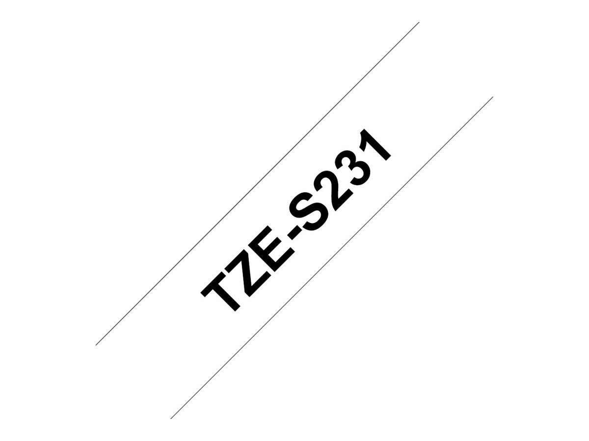 Brother | TZ-S231 Strong Adhesive Laminated Tape | Black on White | TZe | 8 m | 1.2 cm - Image 6