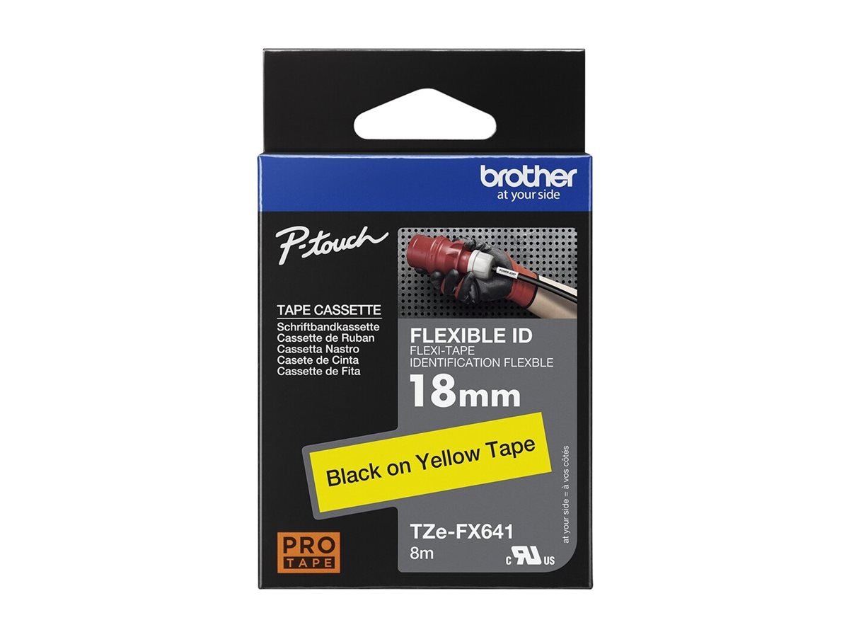Brother | TZ-FX641 Flexible ID Laminated Tape | Black on Yellow | TZe | 8 m | 1.8 cm - Image 6