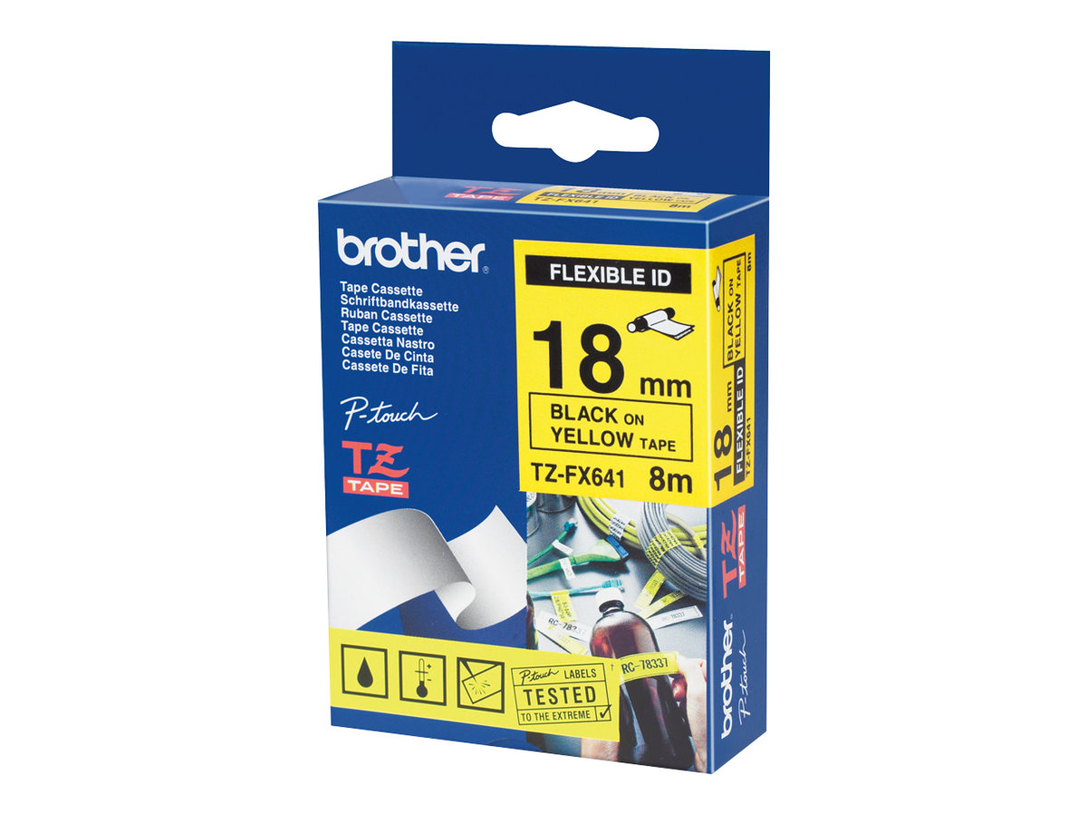 Brother | TZ-FX641 Flexible ID Laminated Tape | Black on Yellow | TZe | 8 m | 1.8 cm - Image 7