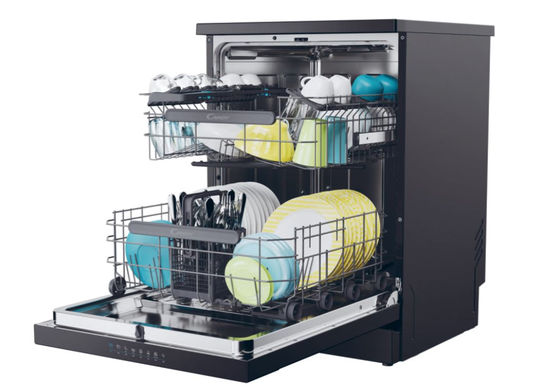 Dishwasher | CF 5C6F0B | Free standing | Width 59.7 cm | Number of place settings 15 | Number of programs 8 | Energy efficiency class C | Display | Black - Image 7