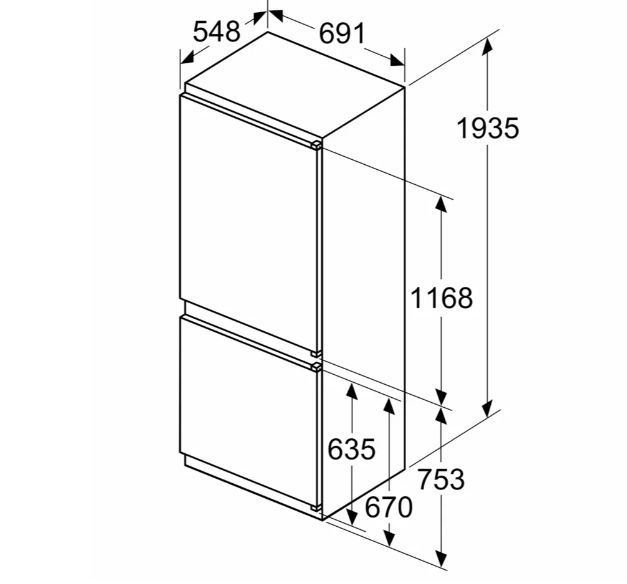 Bosch Refrigerator | KBN96VSE0 | Energy efficiency class E | Built-in | Combi | Height 193.5 cm | No Frost system | Fridge net capacity 285 L | Freezer net capacity 98 L | 34 dB | White - Image 6