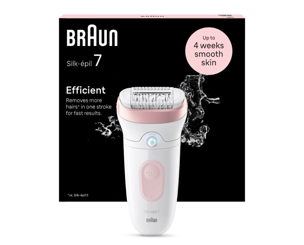 Braun Epilator | 7-000 Silk-épil 7 | Operating time (max) 40 min | Number of power levels 1 | Wet & Dry | White/Pink - Image 2