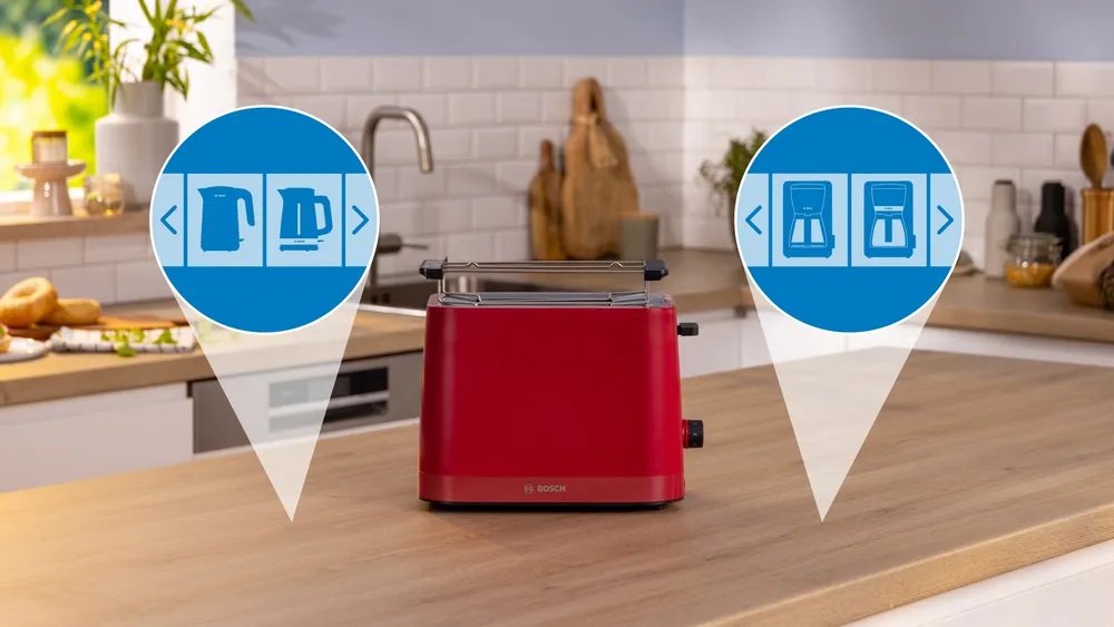 Bosch Compact Toaster | TAT3M124 MyMoment | Number of slots 2 | Housing material Plastic | Red - Image 4
