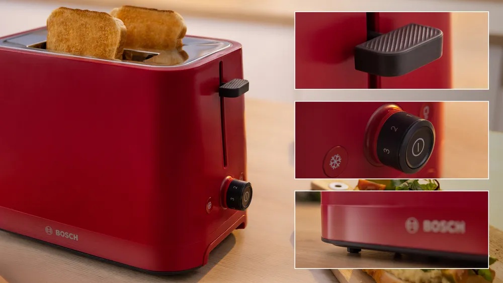 Bosch Compact Toaster | TAT3M124 MyMoment | Number of slots 2 | Housing material Plastic | Red - Image 5