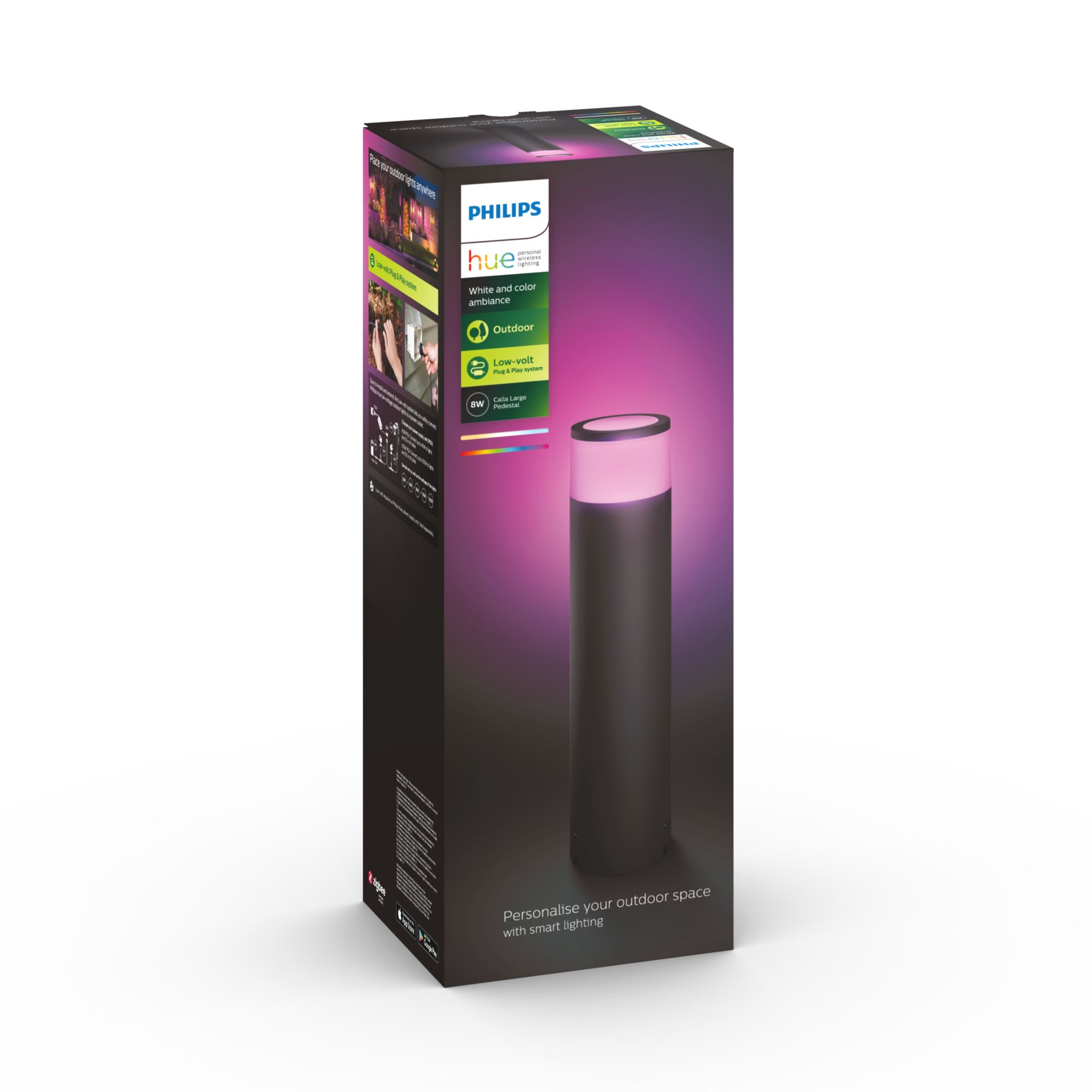 Philips Hue WCA Calla Outdoor Large Bollard, Black | 8 W | 2000-6500 Hue White Colour Ambiance - Image 8