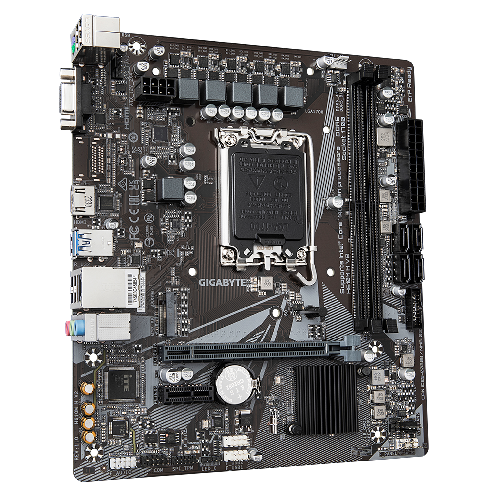 Gigabyte | H610M H V2 G1.0 | Processor family Intel | Processor socket LGA1700 | DDR5 | Supported hard disk drive interfaces M.2, SATA | Number of SATA connectors 4 - Image 4