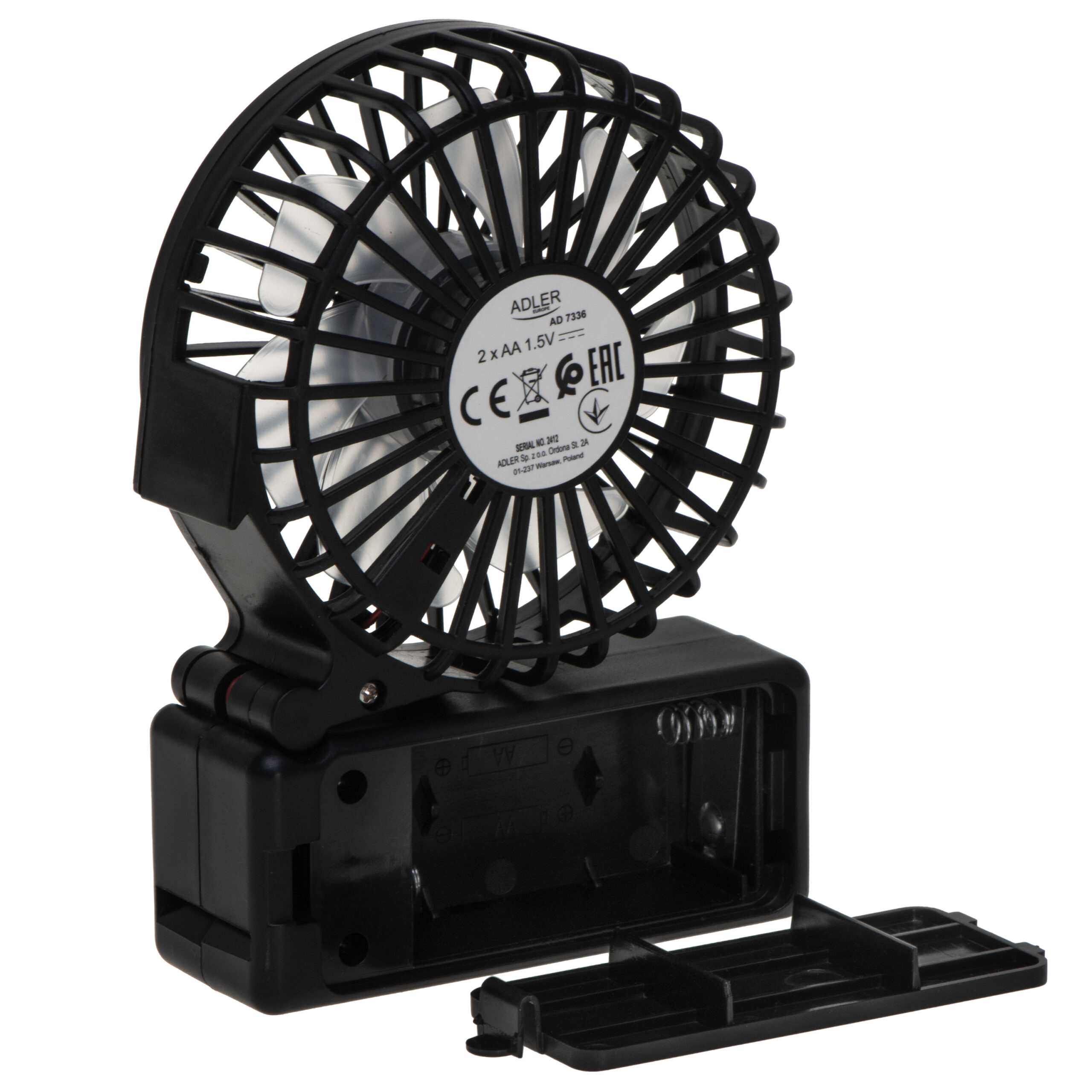 Adler Foldable mini fan | AD 7336 | Desk fan | Black | Diameter 6.5 cm | Number of speeds 1 - Image 5