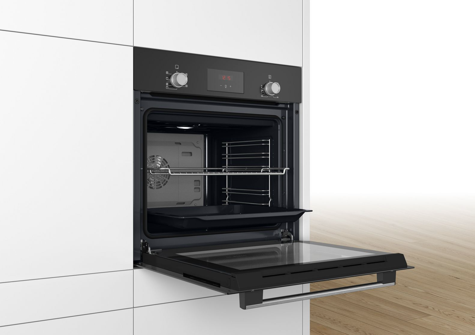 Bosch | Oven | HBF133BA0 | 66 L | Electric | EcoClean | Knobs | Height 59.5 cm | Width 59.4 cm | Black - Image 5