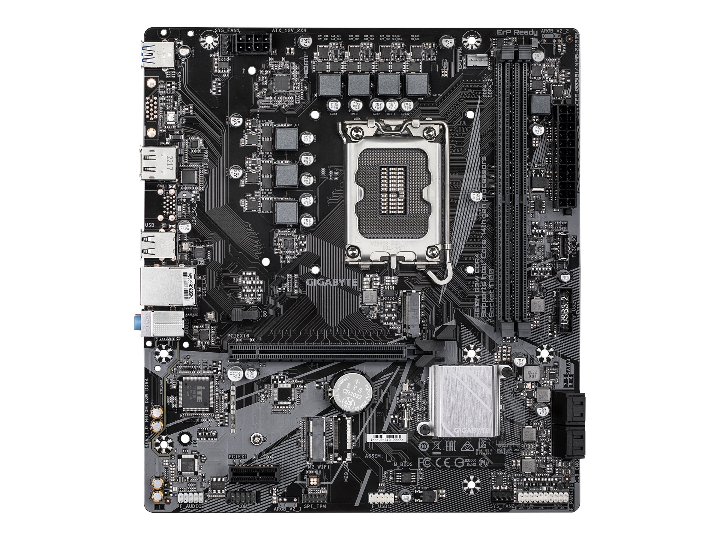 Gigabyte H610M D3W DDR4 | Processor family Intel | Processor socket LGA1700 | DDR4 | Supported hard disk drive interfaces M.2, SATA | Number of SATA connectors 4 - Image 2