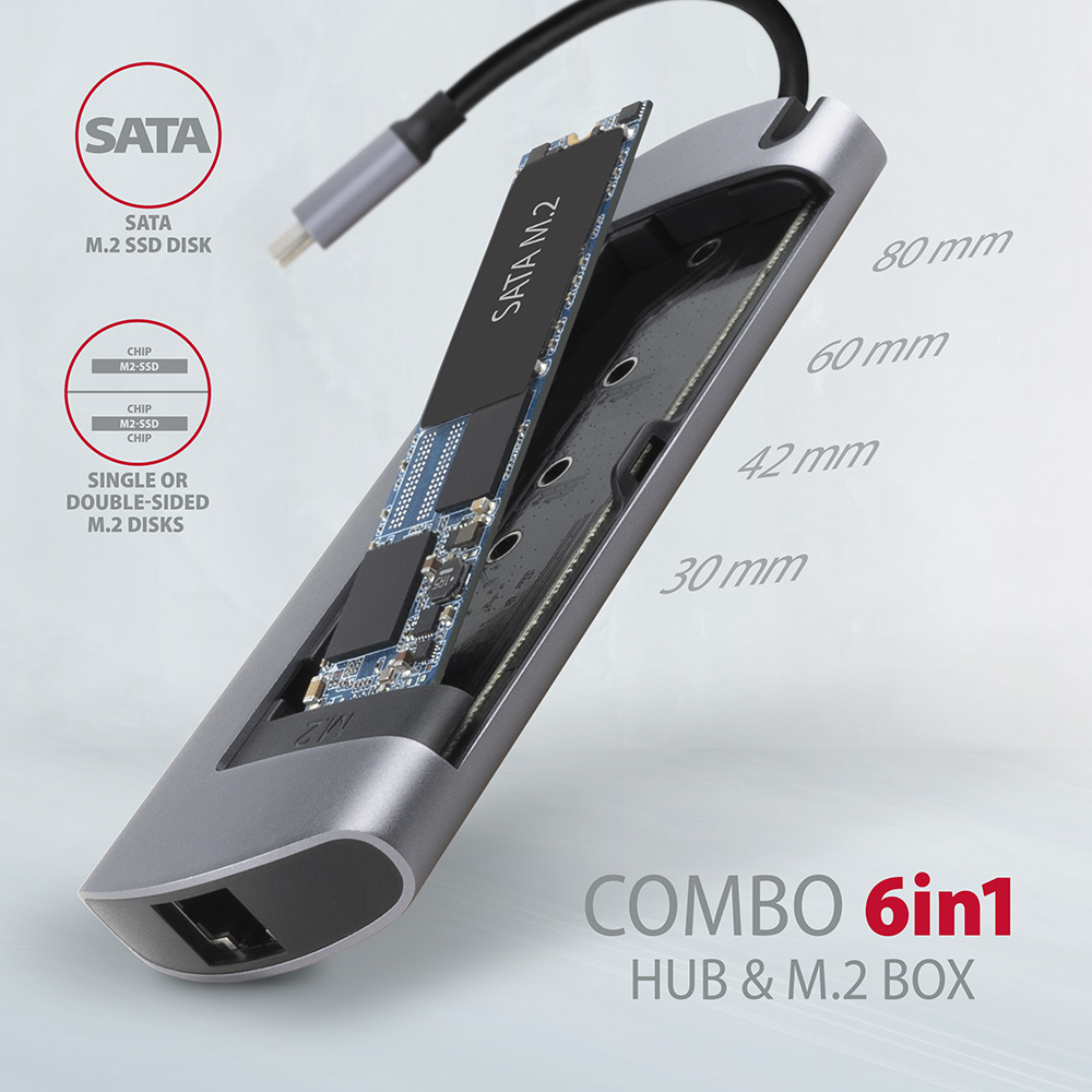 AXAGON SuperSpeed USB-C Combo 6in1 Hub | HMC-6M2 - Image 5