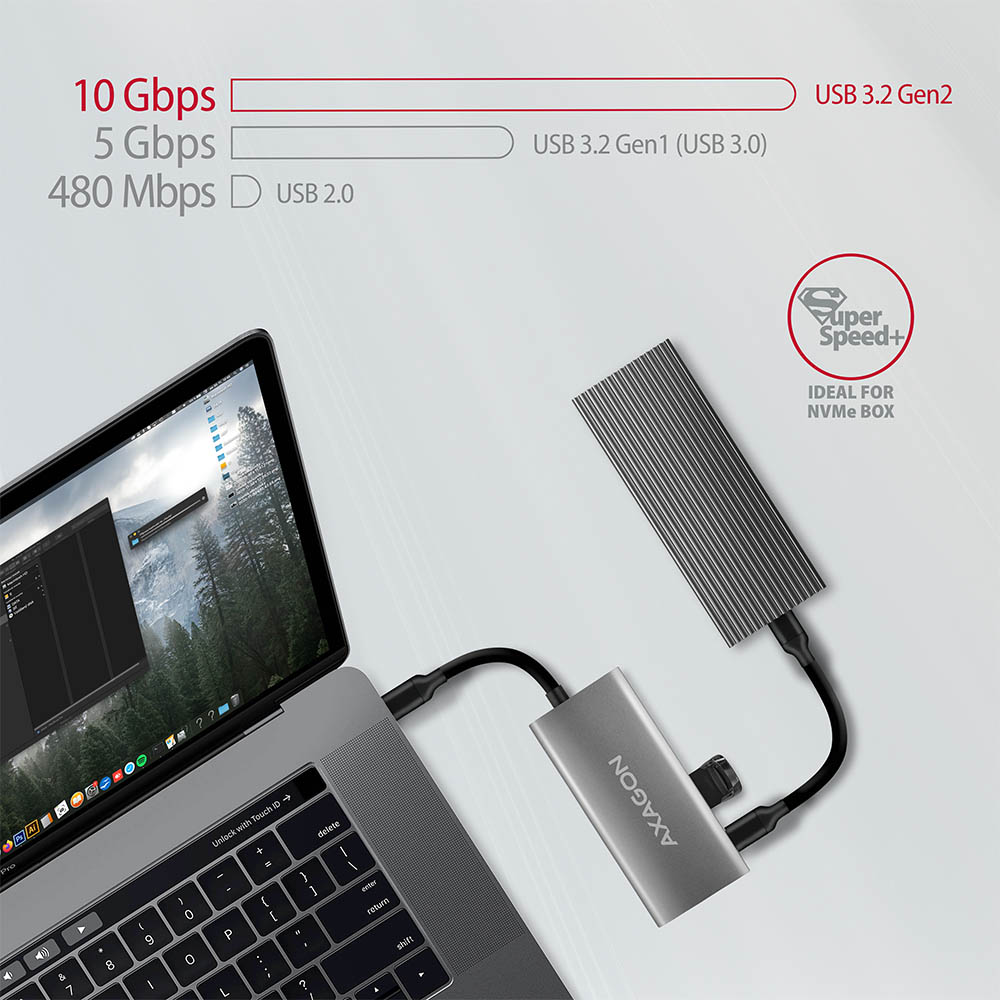 AXAGON SuperSpeed USB-C 10 Gbps SPEEDSTER 4 Hub | HMC-4G2 - Image 5