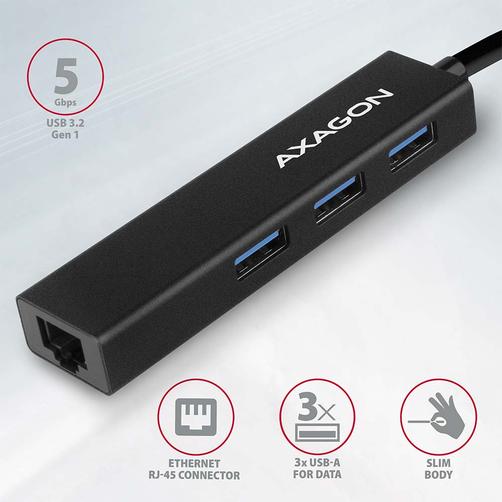 AXAGON SuperSpeed USB-A Hub and Gigabit LAN | HMA-GL3A - Image 3