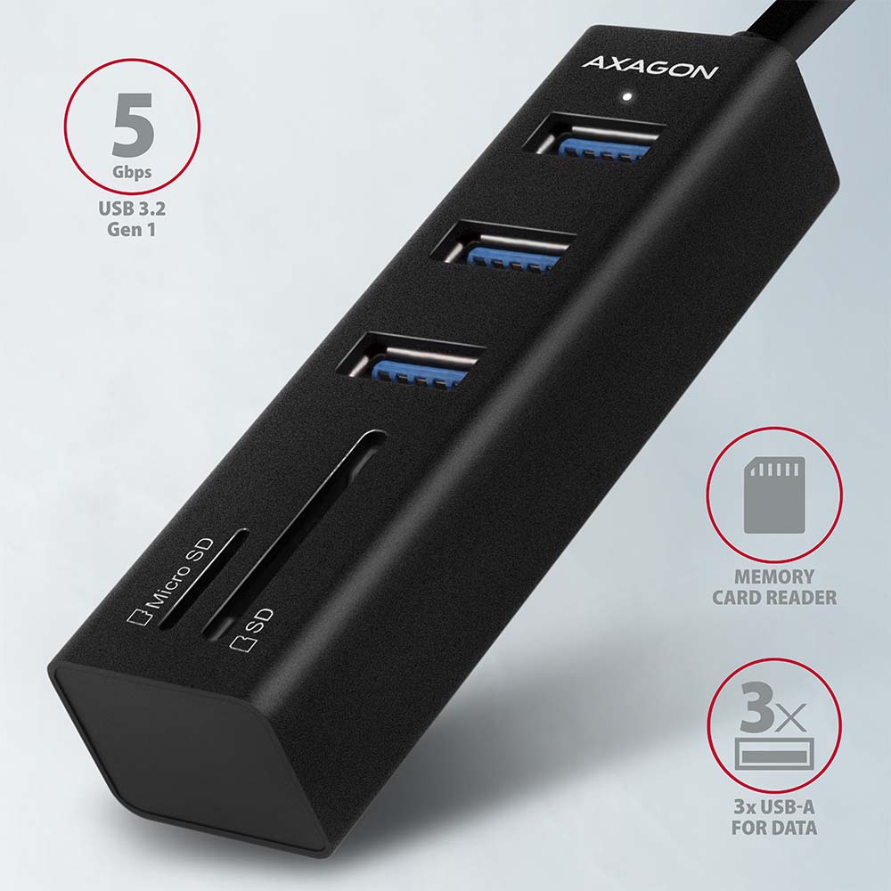 AXAGON SuperSpeed USB-A Hub and Card Reader | HMA-CR3A - Image 3