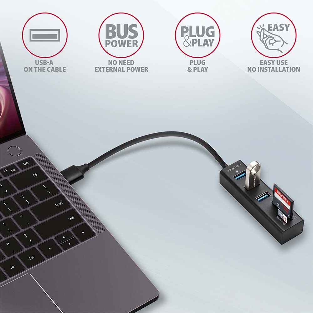 AXAGON SuperSpeed USB-A Hub and Card Reader | HMA-CR3A - Image 5