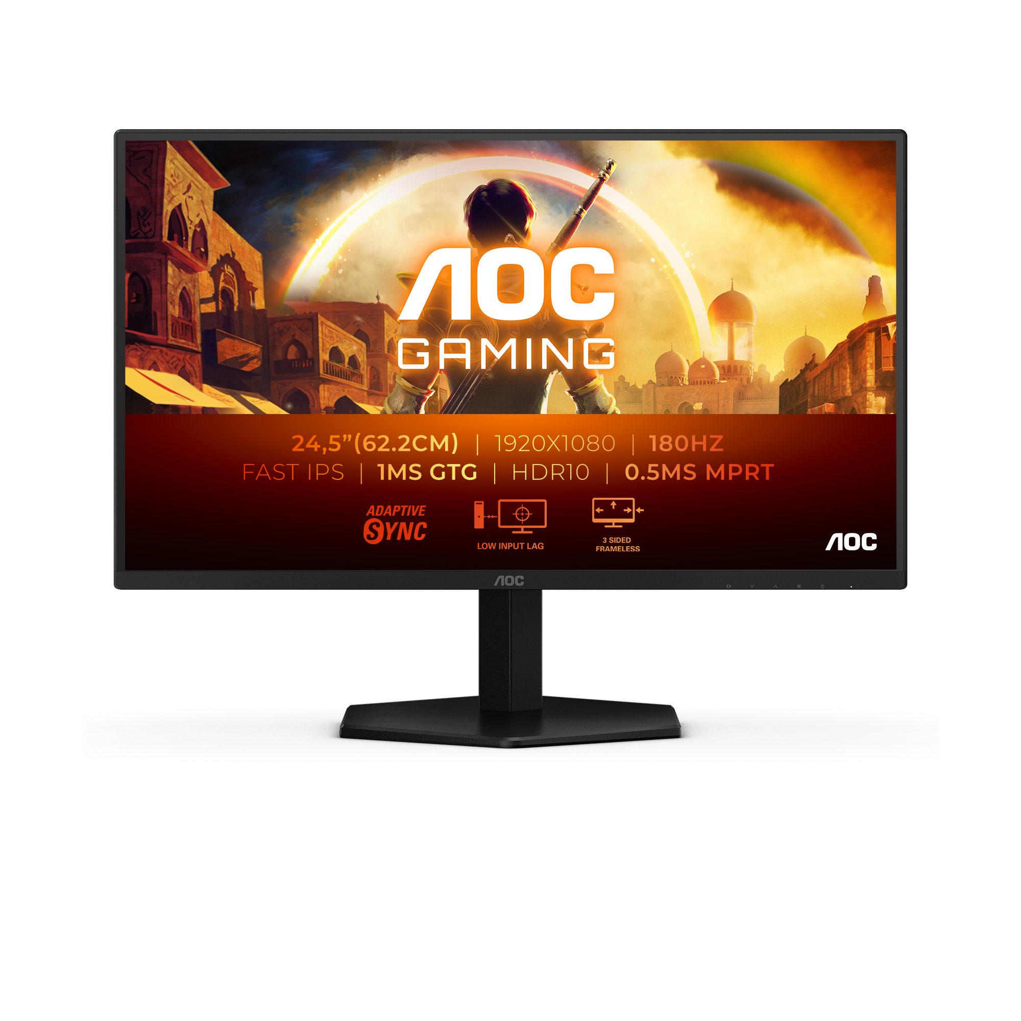 AOC | 25G42E | 25 " | IPS | FHD | 16:9 | 180 Hz | 1 ms | 1920 x 1080 pixels | 300 cd/m² | HDMI ports quantity 1 | Black - Image 2