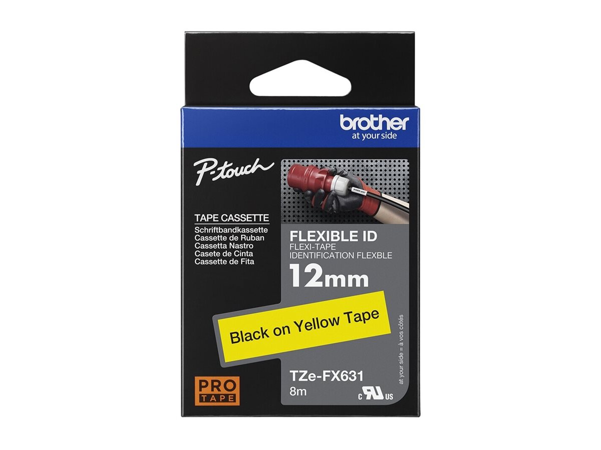 Brother | TZe-FX631 Flexible ID Laminated Tape | Black on Yellow | TZe | 8 m | 1.2 cm - Image 2