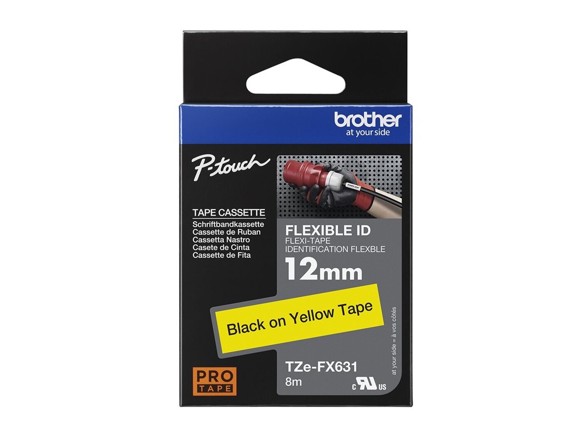 Brother | TZe-FX631 Flexible ID Laminated Tape | Black on Yellow | TZe | 8 m | 1.2 cm - Image 3