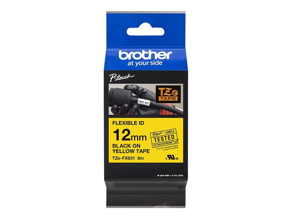 Brother | TZe-FX631 Flexible ID Laminated Tape | Black on Yellow | TZe | 8 m | 1.2 cm - Image 5