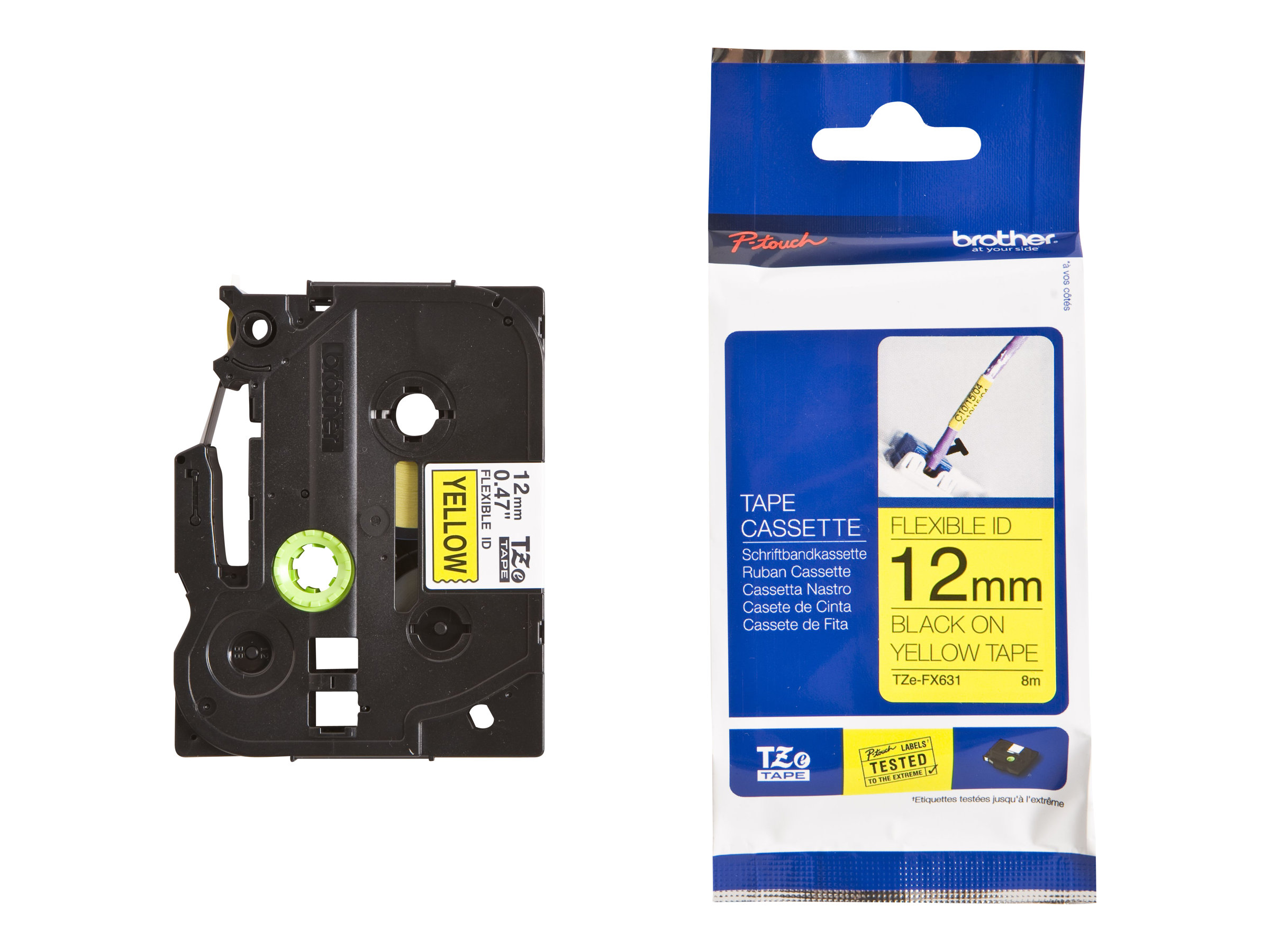 Brother | TZe-FX631 Flexible ID Laminated Tape | Black on Yellow | TZe | 8 m | 1.2 cm - Image 10